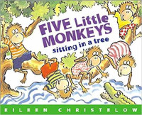 Image of Five little monkeys sitting in a tree